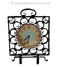 Jaeger LeCoultre desk clock 8 days wrought iron case France 1950 Collectors