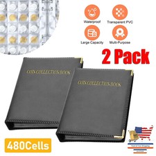 2Pcs 480 Pocket Coins Storage Book Capacity Collection Album Folder Money Holder