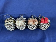 Vintage Set of 4 Woodland Pinecone Resin Christmas Ornaments.