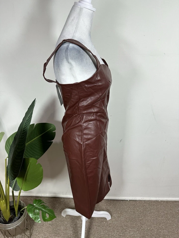 Vestido vaquero sin mangas French Connection Crolenda de cuero sintético para mujer talla 10 Foto 3 de 4