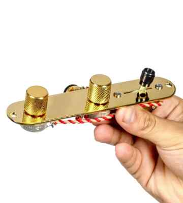 920D 4-Way Control Plate Upgrade Gold (Reversed, Knobs Forward) for Tele Guitar