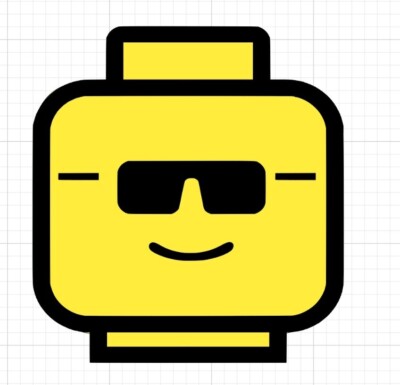 Sunglasses Block head Mini Fig - Vinyl Sticker, Multi Layer Color 3x3.25 Inches!