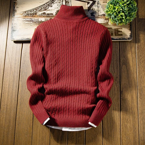 Herren Uni Langarm Rollkragen Strick Pullover Freizeit Pullover Pulli Tops - Bild 10 von 20