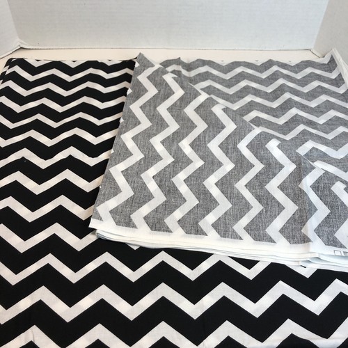 2 Yards Black White Zig Zag Fabric 42" wide Cotton Chevron - Picture 4 of 5