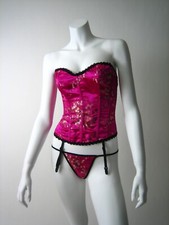 New RED SEDUCTION size XS/S/M boned corset w/ thong and stocking 731005