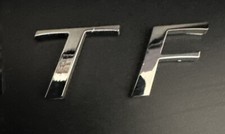 MG TF REAR BADGES, 'TF' Letters MOTIF, CHROME, based On DAT000551MMM 3m Backing