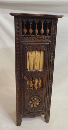 Antique Miniature 19th Century Wooden Carved Armoire Apprentice Furniture