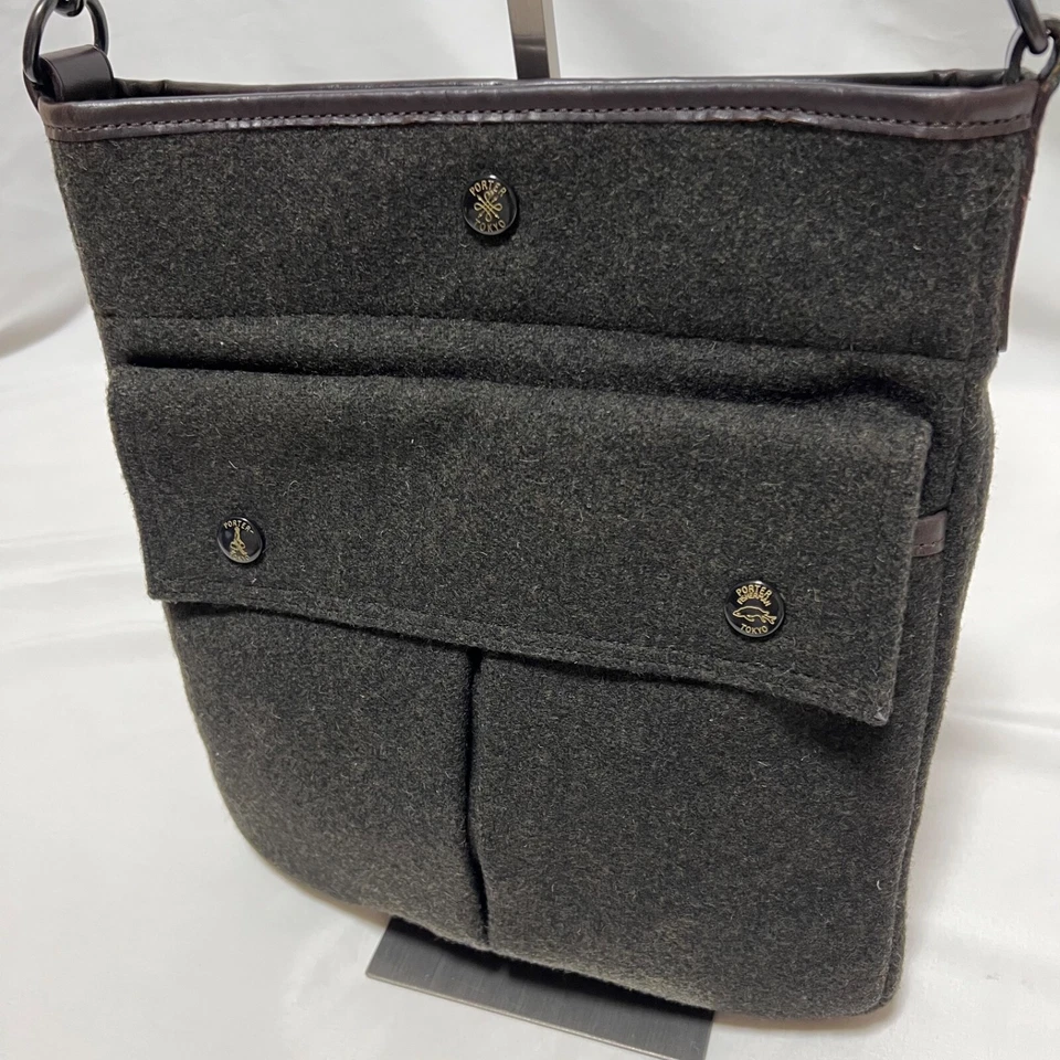 Porter Yoshida & Co El 10 Aniversario Marrón Oscuro Lana Cuero Buen Estado Foto 4 de 4