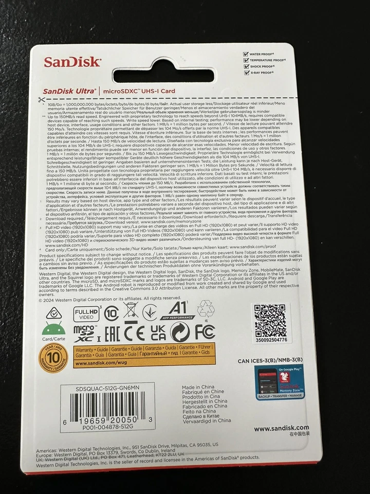 SanDisk 512GB Ultra microSDXC A1 UHS-I C10 TF Memory Card up to 150MBs UK Post - Image 4 of 4