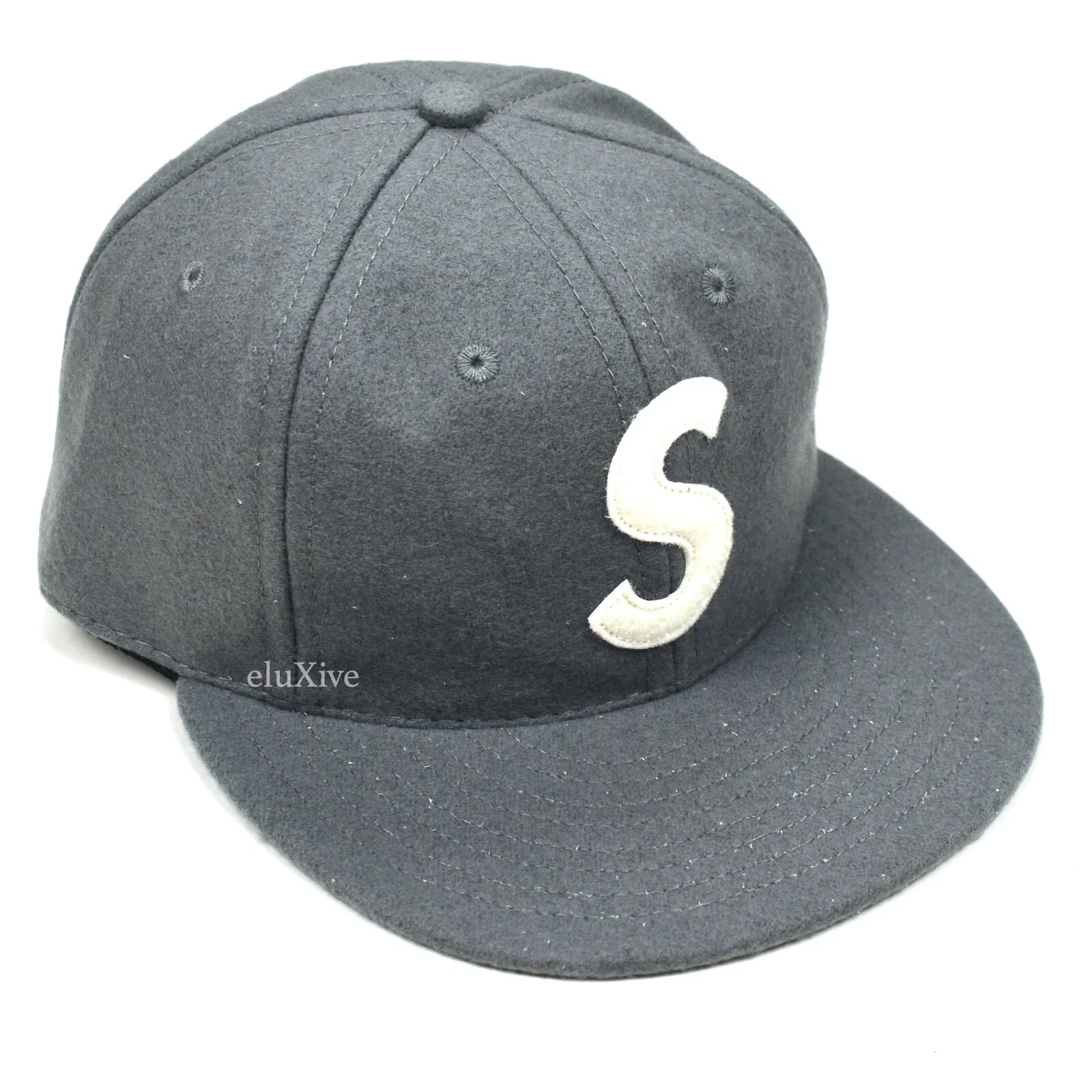 Neuf avec étiquettes chapeau ajusté logo Supreme Ebbets Field Flannels laine grise S pour hommes DS AUTHENTIQUE