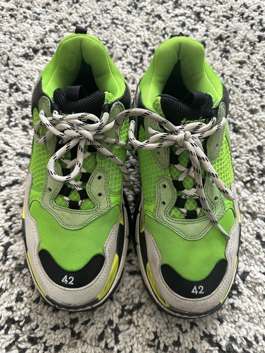 Authentic Balenciaga Fabric Mesh Triple S Sneakers 42 Green Size 9