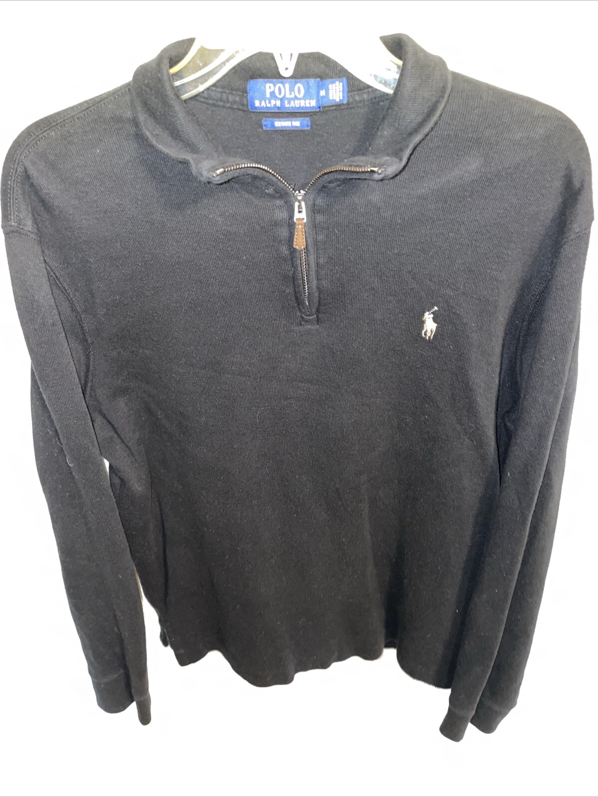 Polo Ralph Lauren Estate Rib Sweat Shirt Mens Size Medium Black Flesh Pony