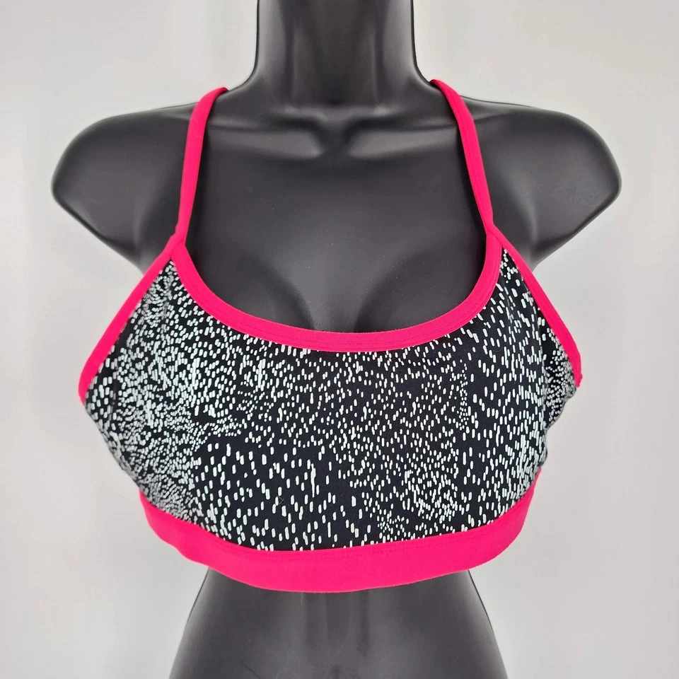 Sujetador deportivo Fabletics rosa negro punto íntimo y ropa de dormir Snapdragon reversible Foto 2 de 4