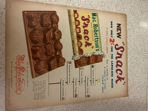 Vintage Mac Robertson's 1950's Chocolate print ad - Picture 1 of 3