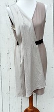 Simply Vera Women Size M Brown Gray Dress Knee Length Sleeveless W Tie