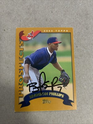 Brandon Phillips SIGNED 2002 Topps Traded #T159, Cleveland Indians, AUTOGRAPHED