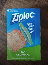 145 Ziploc Sandwich Snack Bags Easy Open Tabs Lunch Food Storage 6.5" x 5.875" 