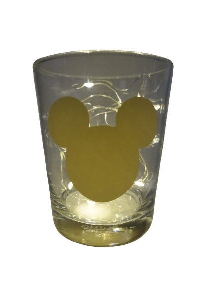 "Deko Teelicht Glas Windlicht Print \"Micky\" Beige Teelichtglas Kerzenglas"-image