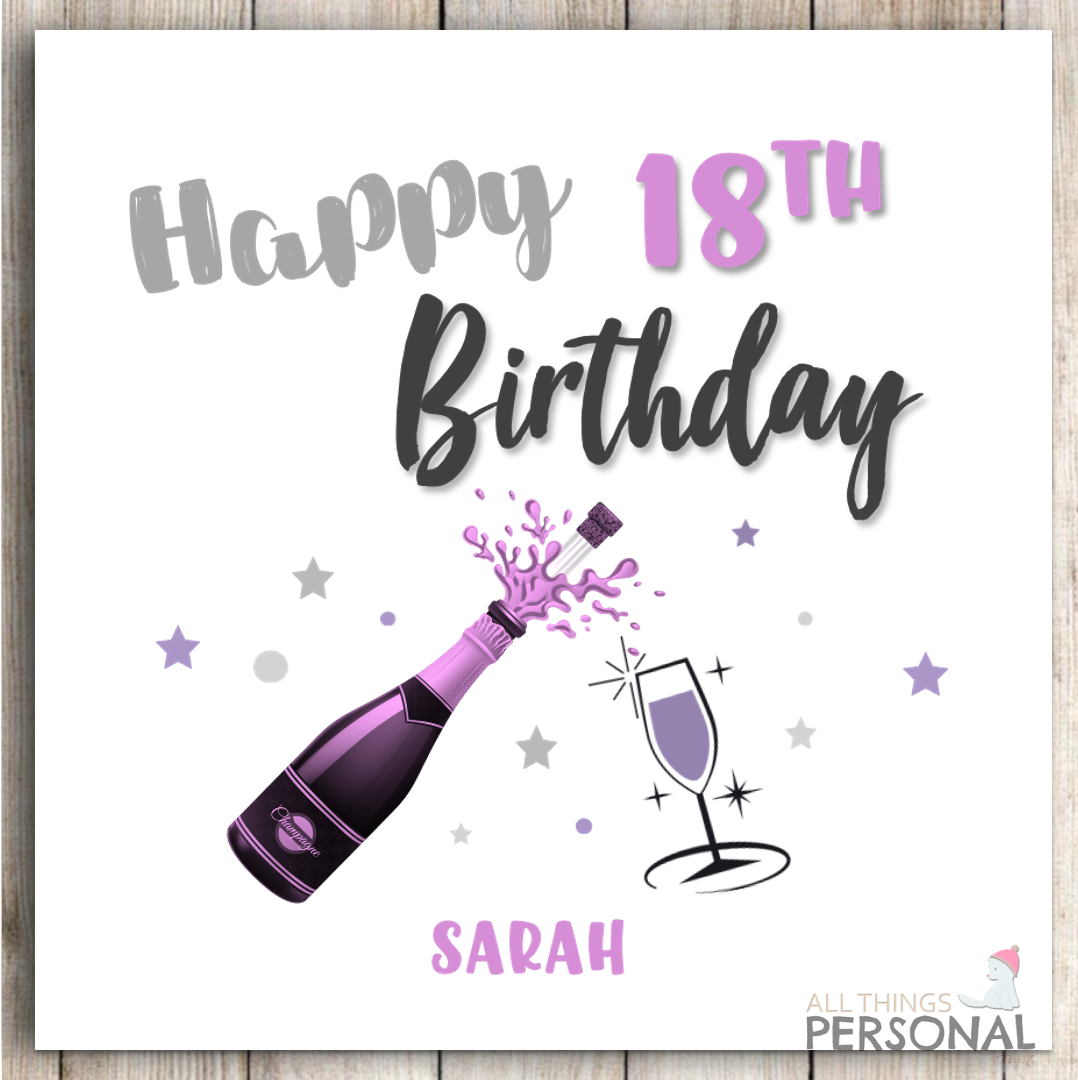 Champagne Birthday Card for Mum Sister Daughter Friend Her 18th 21st 30 40 50 60