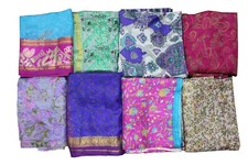 India Vintage Silk Recycled Sari Scarves Stoles Wraps Scarf Wholesale Lot 100 Pc