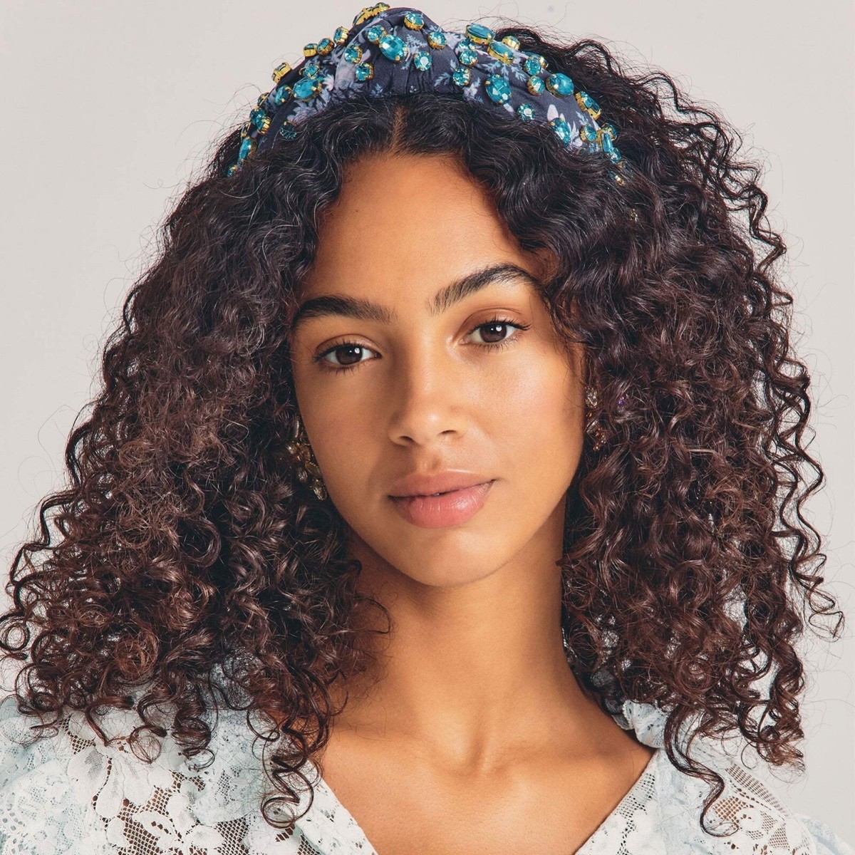 Lele Sadoughi X Loveshackfancy Blue Noir Headband Embellished