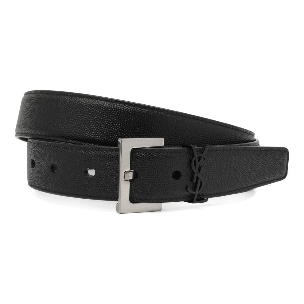 【SAINT LAURENT】Monogram Grain Leather Belt/全国送料無料 SAINT LAURENT Cassandre YSL Monogram Grain de Poudre Leather