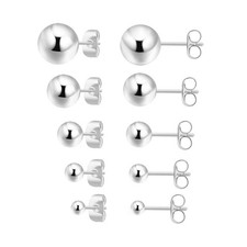 Small Silver Stud Earrings for Women: Hypoallergenic Sterling Silver Round Ba...