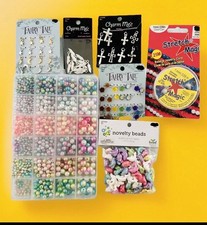 Jewelry Making Kit For Kids  7 Packs  Large Bin Of Beads  Charms  Stretchy String 