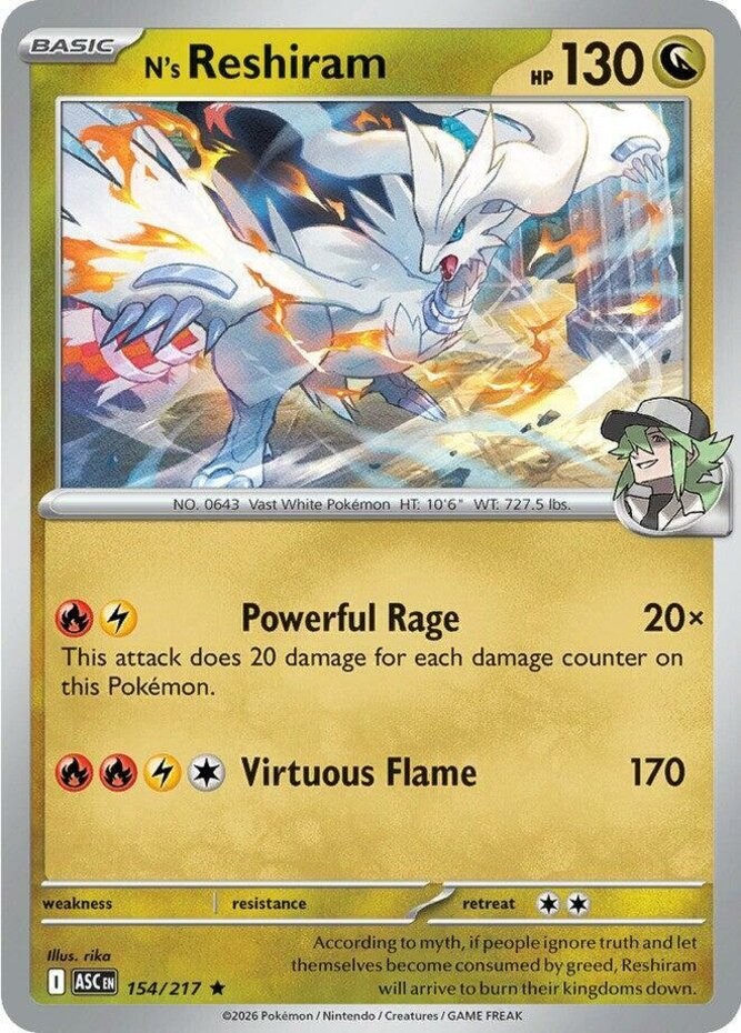 N's Reshiram - 154/217 - Holo Rare NM Ascended Heroes