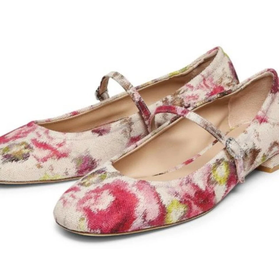 Pisos de ballet Stuart Weitzman Clarice florales jacquard talla 7,5 nuevos en caja Foto 2 de 3