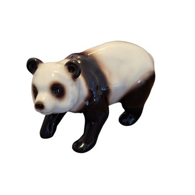 Franz Porcelain Panda Figurine Kitschy Folk Art Glazed Asian Bamboo Vintage EUC