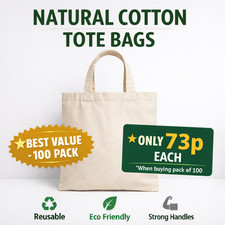 100PLAIN CANVAS ECO NATURAL COTTON SHOPPER SHOULDER TOTE BAG Shopping Best Value