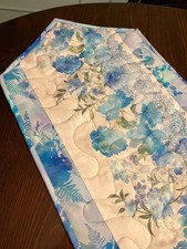 Handcrafted-Quilted Table Runner-Spring Is Coming- Blue Floral - NEW 02/2026