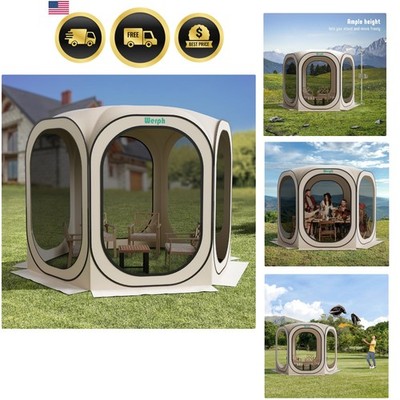 Screen Tent Pop-Up Portable Canopy Mosquito Net Shade 10x10 FT Beige
