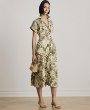 Lauren Ralph LaurenWomen's Palm-Frond-Print Camp Collar Shirt-Dress