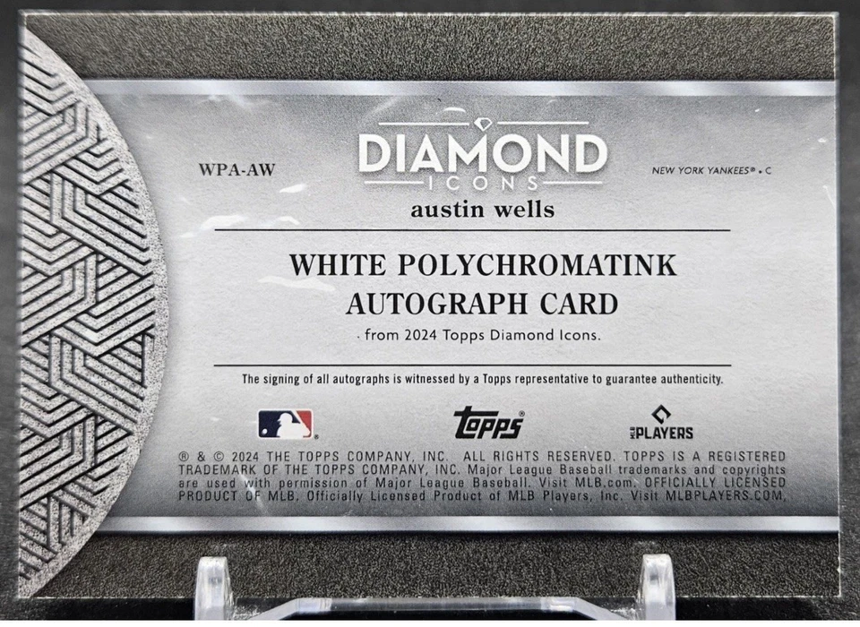 Austin Wells 2024 Topps Diamond Icons White PolychromatINK On-Card Auto RC # /5 - Image 2 of 2
