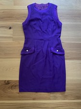 Vintage 1980s Jessica Howard Purple Sheath Dress Size 4 with Pockets Made in USA