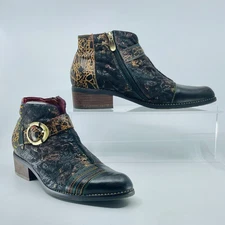 L'artiste by Spring Step Size EU 40 US 9 Georgiana Black Leather Ankle Boots