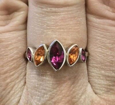 New Silver Fiorelli Crystal Navette Ring 