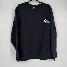 Quiksilver Sweatshirt Mens XL Black Crewneck Fleece Pullover Logo Graphic Surf