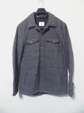 Billy Reid Gray Herringbone Wool Blend Michael Quilted Shirt Jacket Small