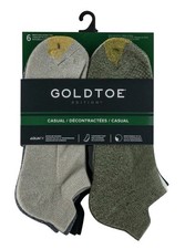 New Men's 6 Pack GoldToe Casual No-Show Tab Socks Shoe Size 6-12.5 Moisture Wick