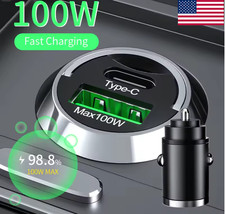 100W Dual USB-C PD Fast Car Charger Adapter USB C Phone Charger for iPhone Andro