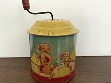 Vintage Music Box Tin Crank - Circus Dogs