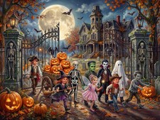 Fright Night Friends Halloween 500 Piece Puzzle 24 x 18 Inch