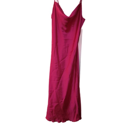 Vintage Bebe Sexy Sleeveless Square Neck Satin Slip Dress Magenta Extra Small - Picture 3 of 11