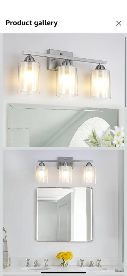 Lámparas de baño 3 luces luz de tocador luces de pared color níquel cepillado Foto 2 de 4