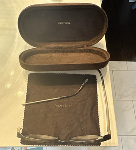 Tom Ford Black Round Full Rim Eyeglasses Frames Plastic/Metal Solid Pattern