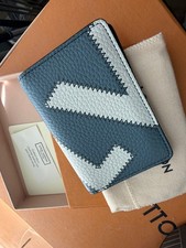 Louis Vuitton Blue Taurillon Leather Initials LV Logo Pocket Organizer Wallet
