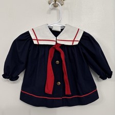 Vintage Bryan Baby Girls 6-9M Nautical Sailor Collar Dress